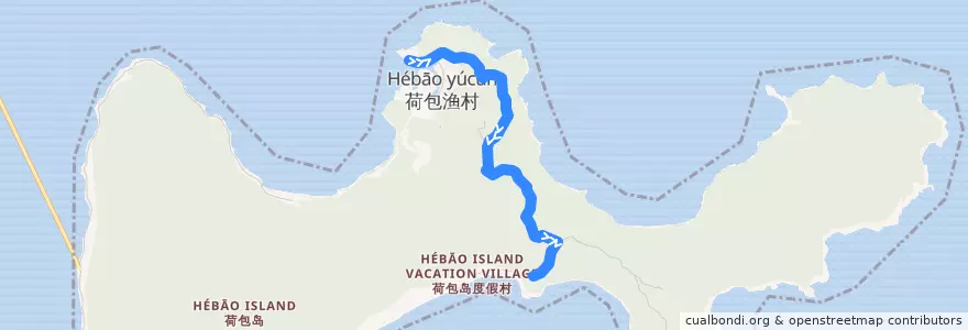 Mapa del recorrido 荷包渔村 - 山顶车站 de la línea  en 金湾区.