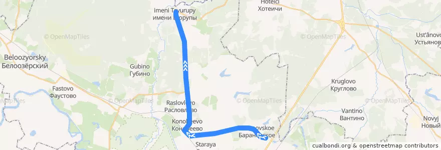 Mapa del recorrido Автобус №21: Барановское - Конобеево - Посёлок Цурюпы de la línea  en городской округ Воскресенск.