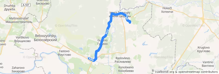 Mapa del recorrido Автобус №34: Виноградово - Посёлок имени Цурюпы - Левычино de la línea  en городской округ Воскресенск.