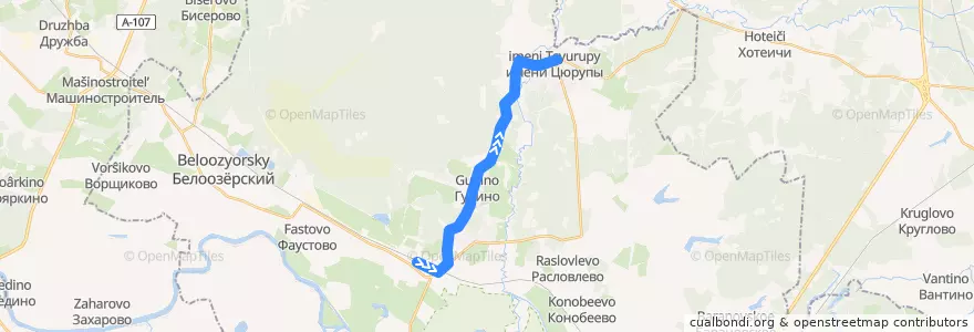 Mapa del recorrido Автобус №34: Виноградово - Посёлок имени Цурюпы de la línea  en городской округ Воскресенск.