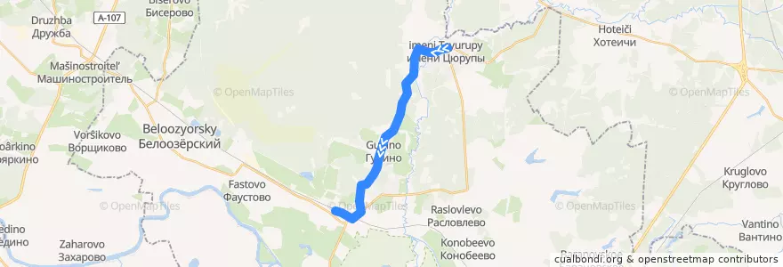 Mapa del recorrido Автобус №34: Посёлок имени Цурюпы - Виноградово de la línea  en городской округ Воскресенск.
