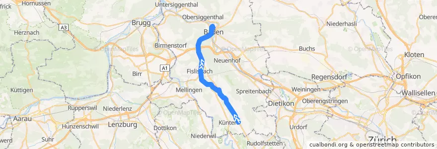 Mapa del recorrido Bus 321: Bellikon => Baden de la línea  en Bezirk Baden.