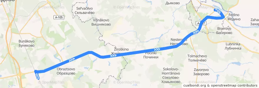 Mapa del recorrido Автобус №63: Белые Столбы - Бронницы de la línea  en Oblast de Moscou.