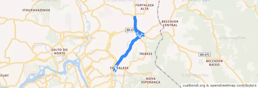 Mapa del recorrido Fortaleza (Circular) de la línea  en Blumenau.