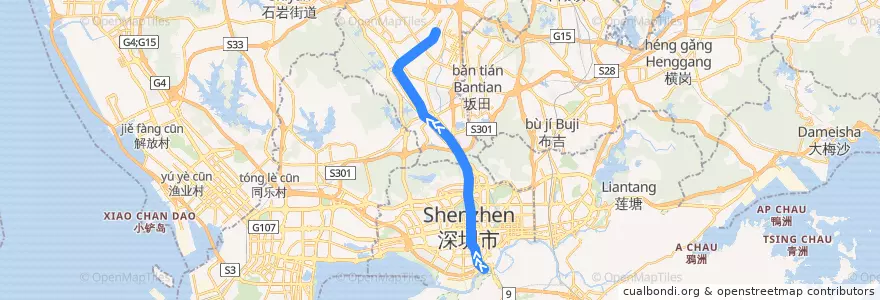 Mapa del recorrido 4号线（龙华线） de la línea  en 深セン市.