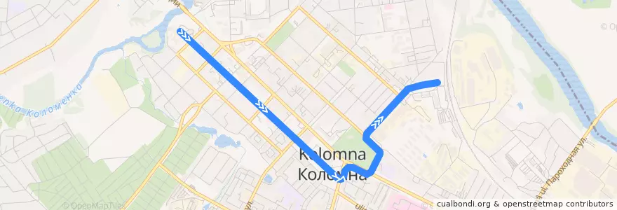 Mapa del recorrido Трамвай №9: Конькобежный центр - Станция Коломна de la línea  en Коломенский городской округ.