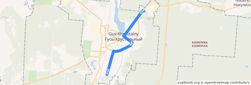 Mapa del recorrido авт. № 4: ГИС (НИИ Стекла)=>ул. Солнечная de la línea  en городской округ Гусь-Хрустальный.