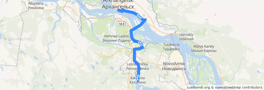 Mapa del recorrido Автобус 125 de la línea  en アルハンゲリスク管区.