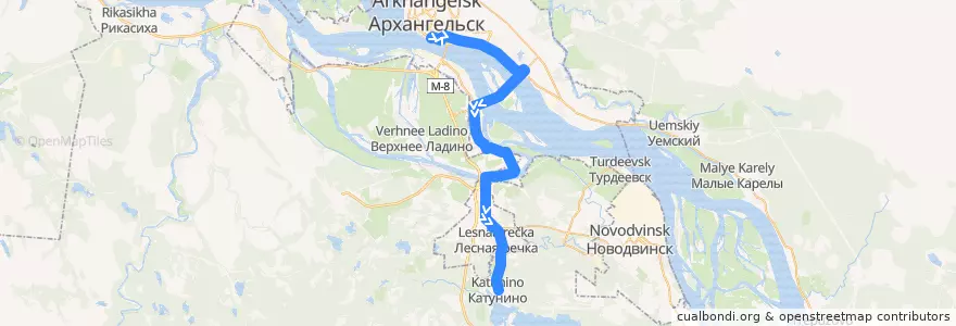 Mapa del recorrido Автобус 125 de la línea  en городской округ Архангельск.