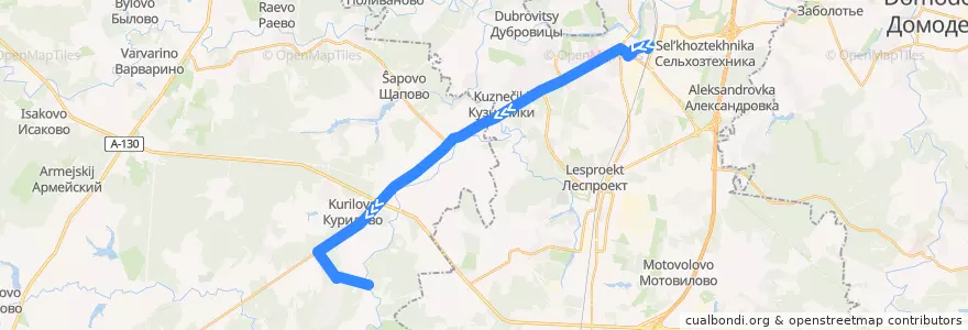 Mapa del recorrido Автобус №1026: Подольск - Посёлок №3 de la línea  en Центральный федеральный округ.