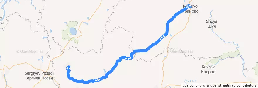 Mapa del recorrido Поезд: Иваново - Александров de la línea  en Föderationskreis Zentralrussland.