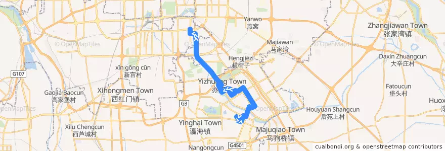 Mapa del recorrido Bus 665: 泰河园小区 => 北京南站南广场 de la línea  en 北京市.