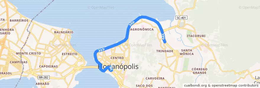Mapa del recorrido Ônibus 134: Beira-Mar Norte, TICEN => TITRI de la línea  en 弗洛里亚诺波利斯.