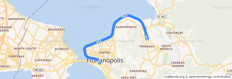 Mapa del recorrido Ônibus 134: Beira-Mar Norte, TITRI => TICEN de la línea  en Florianópolis.