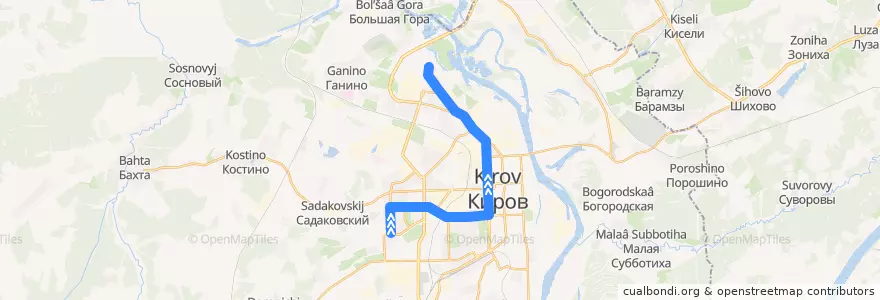 Mapa del recorrido Автобус №70: Ипподром — Северная больница de la línea  en городской округ Киров.