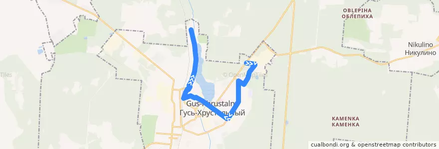 Mapa del recorrido Автобус № 6: ГИС (НИИ Стекла) => п.Лесной de la línea  en городской округ Гусь-Хрустальный.