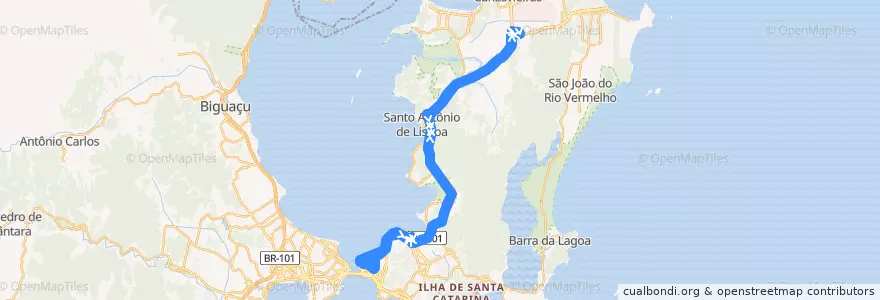 Mapa del recorrido Ônibus 230: Canasvieiras via Gama D'Eça de la línea  en Florianópolis.