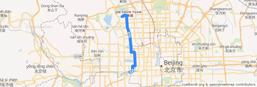 Mapa del recorrido Bus 320: 北京西站 => 西苑枢纽站 de la línea  en Pequim.
