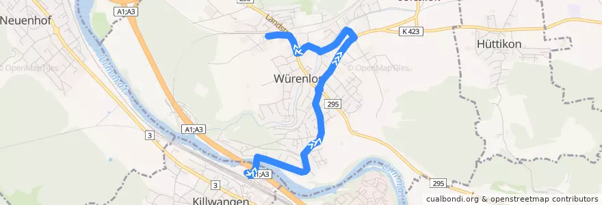 Mapa del recorrido Bus 11: Killwangen => Würenlos de la línea  en Würenlos.