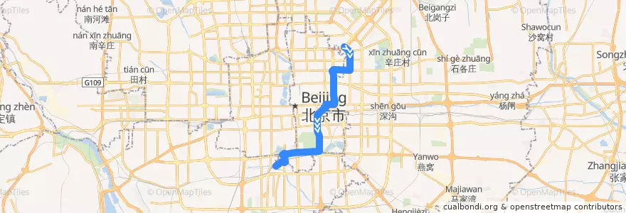 Mapa del recorrido Bus 208: 左家庄 => 北京南站南广场 de la línea  en بكين.