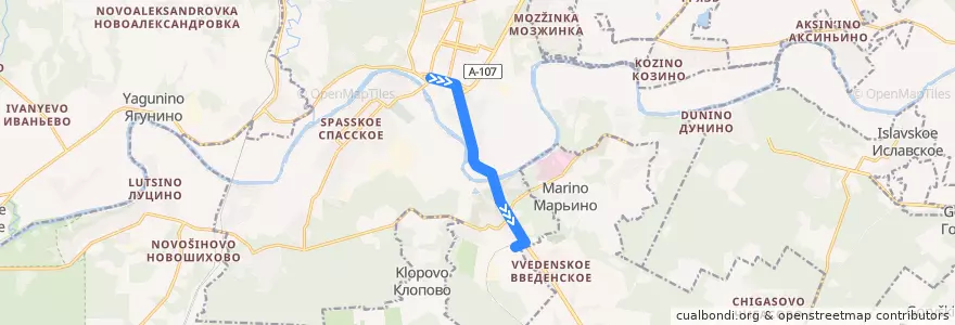 Mapa del recorrido Автобус №23: Звенигород - Андреевское de la línea  en Одинцовский городской округ.