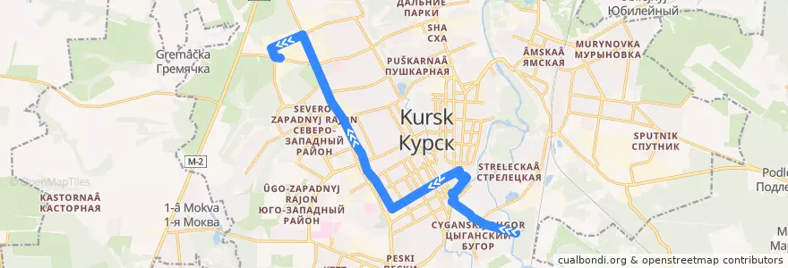 Mapa del recorrido Маршрут автобуса №3: "Улица Малых - СЧПУ" de la línea  en городской округ Курск.