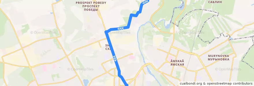 Mapa del recorrido Маршрут автобуса №4: "Светлая улица - Площадь Перекальского" de la línea  en городской округ Курск.
