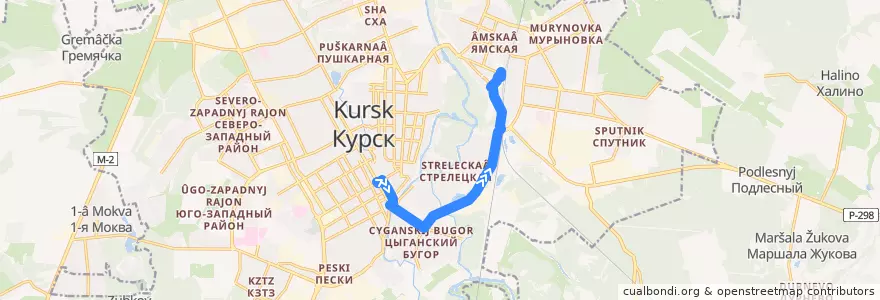 Mapa del recorrido Маршрут автобуса №6: "Центральный рынок - Железнодорожный вокзал" de la línea  en Kursk.