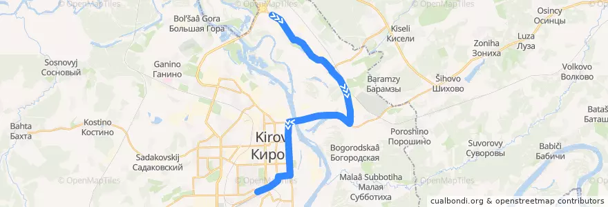 Mapa del recorrido Автобус №3: АЗС — Железнодорожный вокзал de la línea  en городской округ Киров.