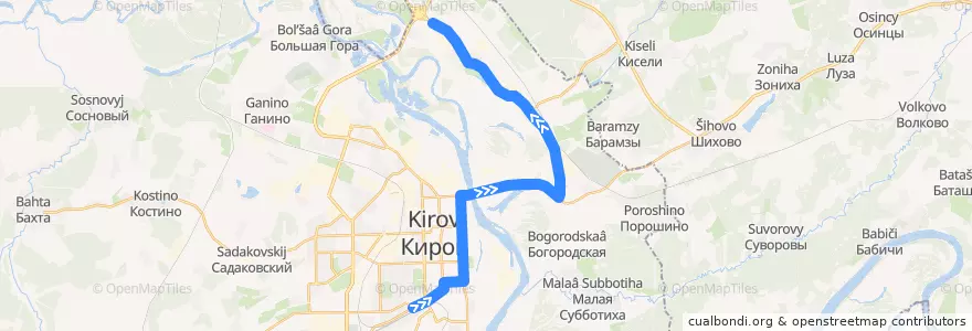 Mapa del recorrido Автобус №3: Железнодорожный вокзал — АЗС de la línea  en городской округ Киров.