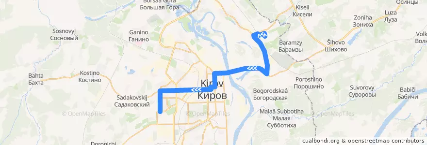 Mapa del recorrido Автобус №15: Улица Боровая — Ипподром de la línea  en городской округ Киров.