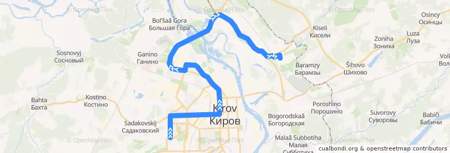 Mapa del recorrido Автобус №33: Ипподром — Улица Боровая de la línea  en городской округ Киров.