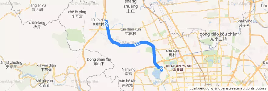 Mapa del recorrido Bus 330: 后沙涧 => 颐和园 de la línea  en 海淀区.