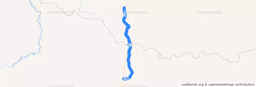 Mapa del recorrido Тында - Нерюнгри de la línea  en Distrito Federal Oriental.