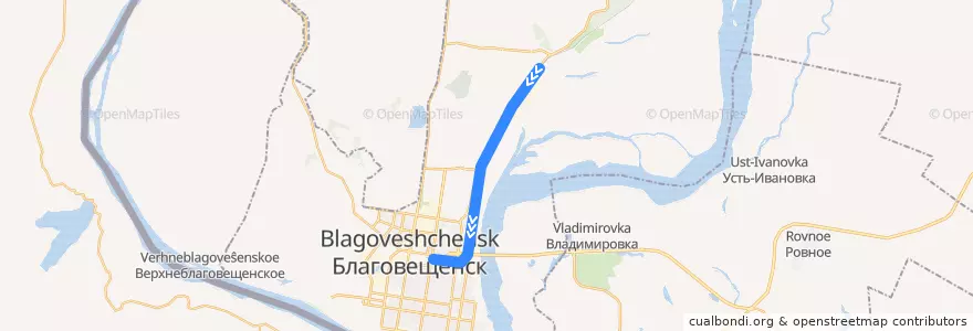 Mapa del recorrido Тында — Благовещенск de la línea  en городской округ Благовещенск.