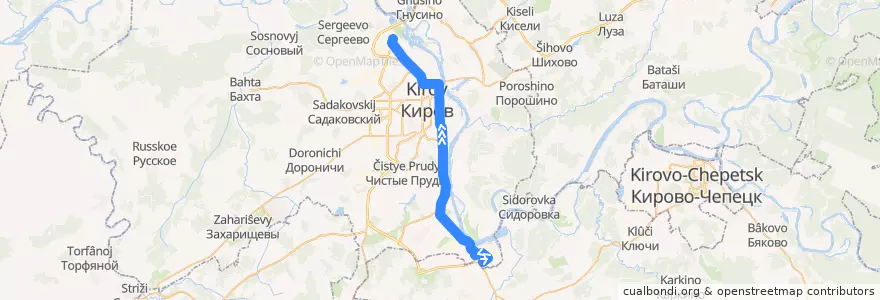 Mapa del recorrido Автобус №86: Улица Кирова — Северная больница de la línea  en городской округ Киров.