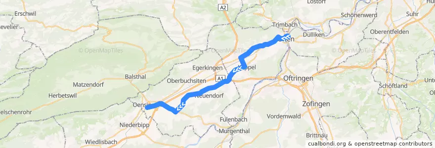 Mapa del recorrido Bus 505: Olten, Bahnhof => Oensingen de la línea  en Solothurn.