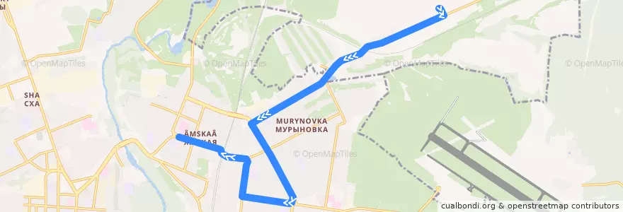 Mapa del recorrido Маршрут автобуса №12: "Птицефабрика - Железнодорожная больница" de la línea  en Kursky District.