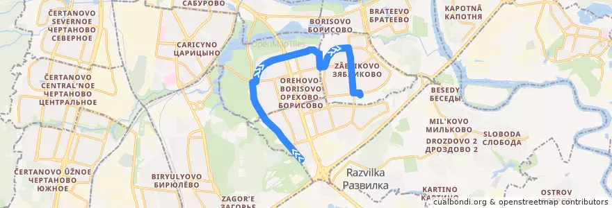 Mapa del recorrido Автобус 711: 6-й микрорайон Орехова-Борисова - Метро "Красногвардейская" de la línea  en Южный административный округ.