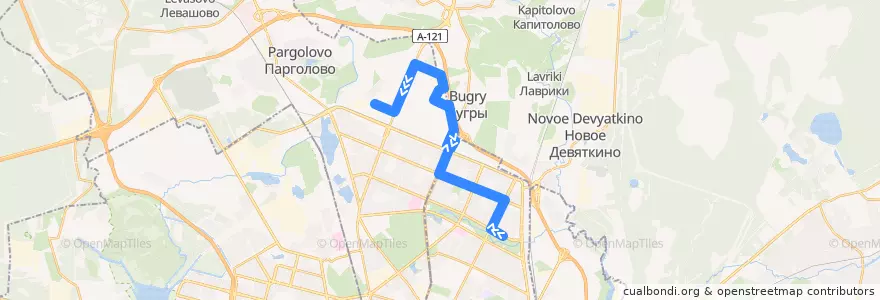 Mapa del recorrido Автобус № 139: проспект Луначарского => станция метро «Парнас» de la línea  en Saint Petersburg.