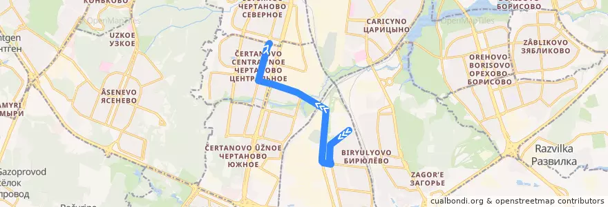 Mapa del recorrido Автобус №160: Харьковский проезд - Метро "Южная" de la línea  en Южный административный округ.