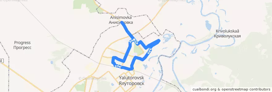 Mapa del recorrido Автобус №3А: АЗС№34-Томилово de la línea  en городской округ Ялуторовск.