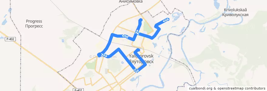 Mapa del recorrido Автобус №3: Томилово - Вокзал de la línea  en городской округ Ялуторовск.