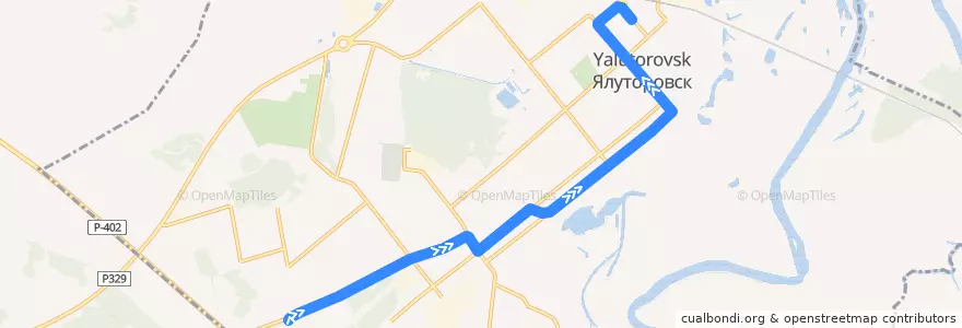 Mapa del recorrido Автобус №1Б:  Детский дом - Вокзал de la línea  en городской округ Ялуторовск.