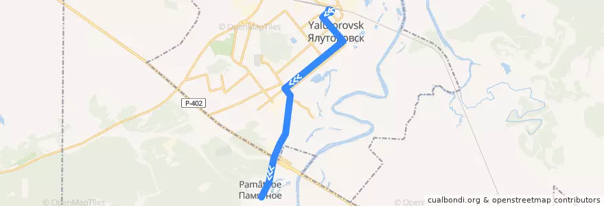 Mapa del recorrido Автобус №5: Вокзал - Памятное de la línea  en городской округ Ялуторовск.