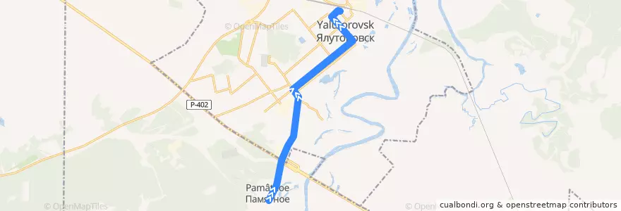 Mapa del recorrido Автобус №5: Памятное - Вокзал de la línea  en городской округ Ялуторовск.