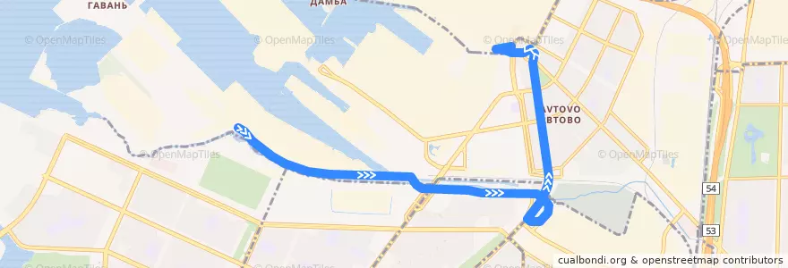 Mapa del recorrido Автобус № 17: Угольная гавань => Кировский завод de la línea  en Кировский район.
