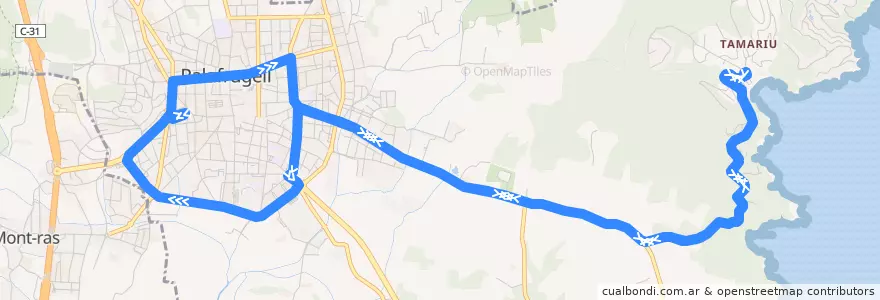 Mapa del recorrido Palafrugell - Tamariu de la línea  en Palafrugell.