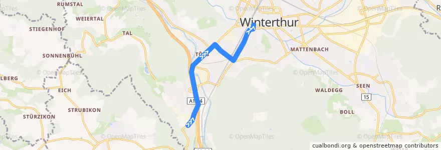 Mapa del recorrido Bus 11 Steig => Archstrasse/HB de la línea  en Winterthur.
