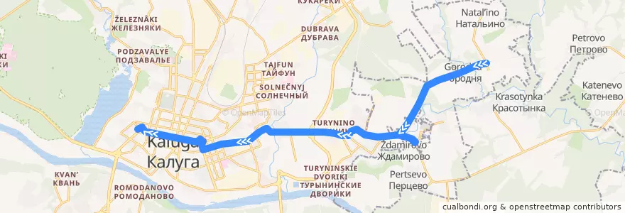 Mapa del recorrido Автобус №42: Красный Городок -> Сквер Мира de la línea  en городской округ Калуга.